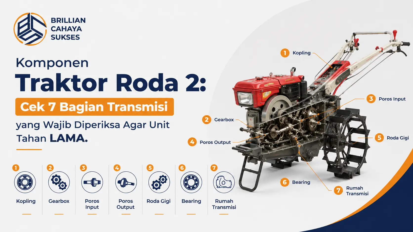 Komponen Traktor Roda 2 Cek 7 Bagian Transmisi yang Wajib Diperiksa Agar Unit Tahan LAMA