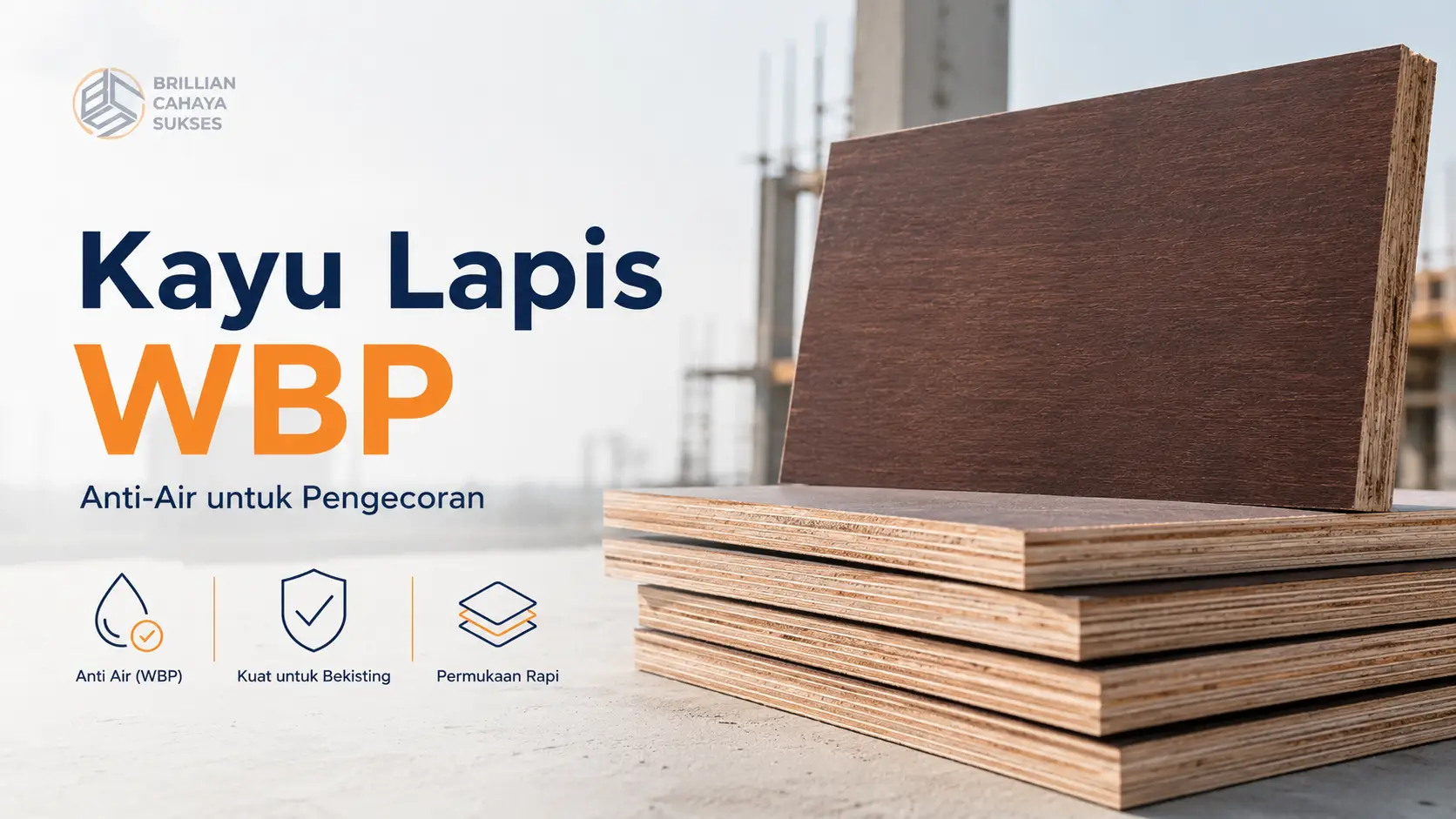 Penyedia Kayu Lapis Cek Jenis kayu Kualitas 100% Anti-Air (WBP) untuk Pengecoran Beton
