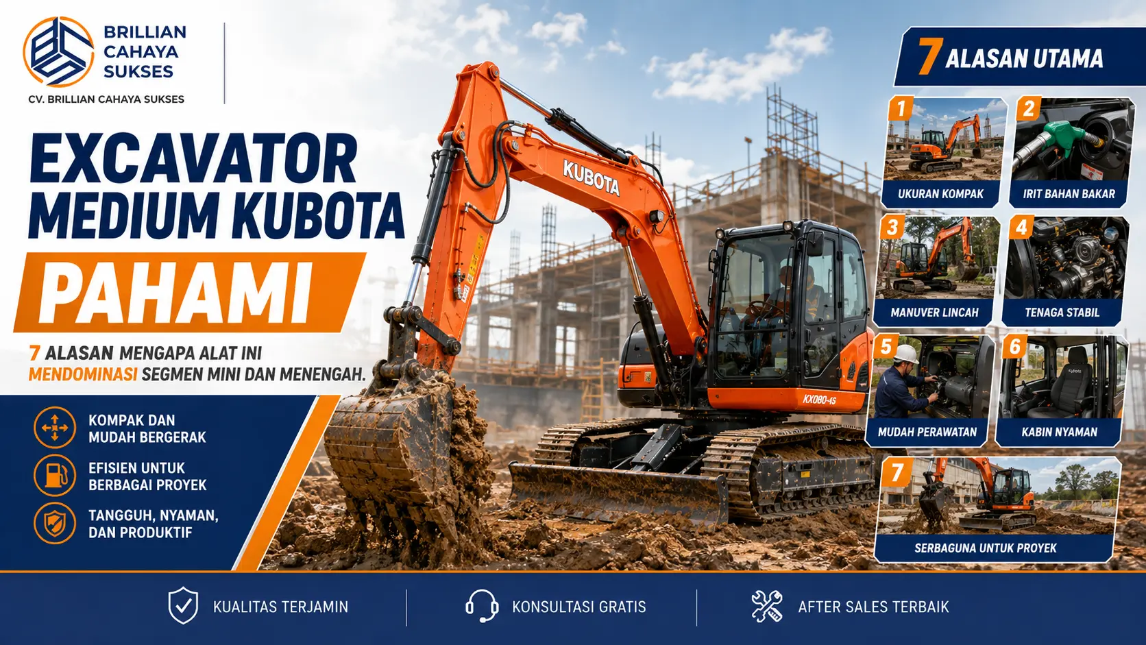 Excavator Medium Kubota Pahami 7 Alasan Mengapa Alat Ini Mendominasi Segmen Mini dan Menengah