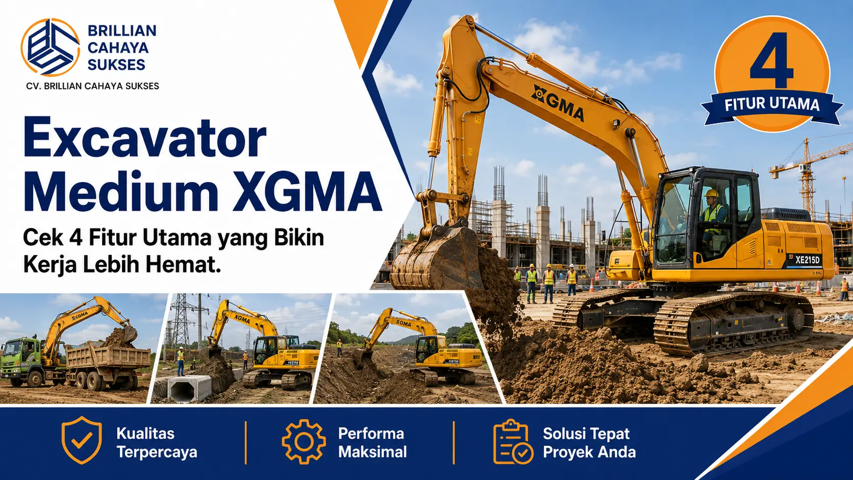 Excavator Medium XGMA Cek 4 Fitur Utama yang Bikin Kerja Lebih Hemat