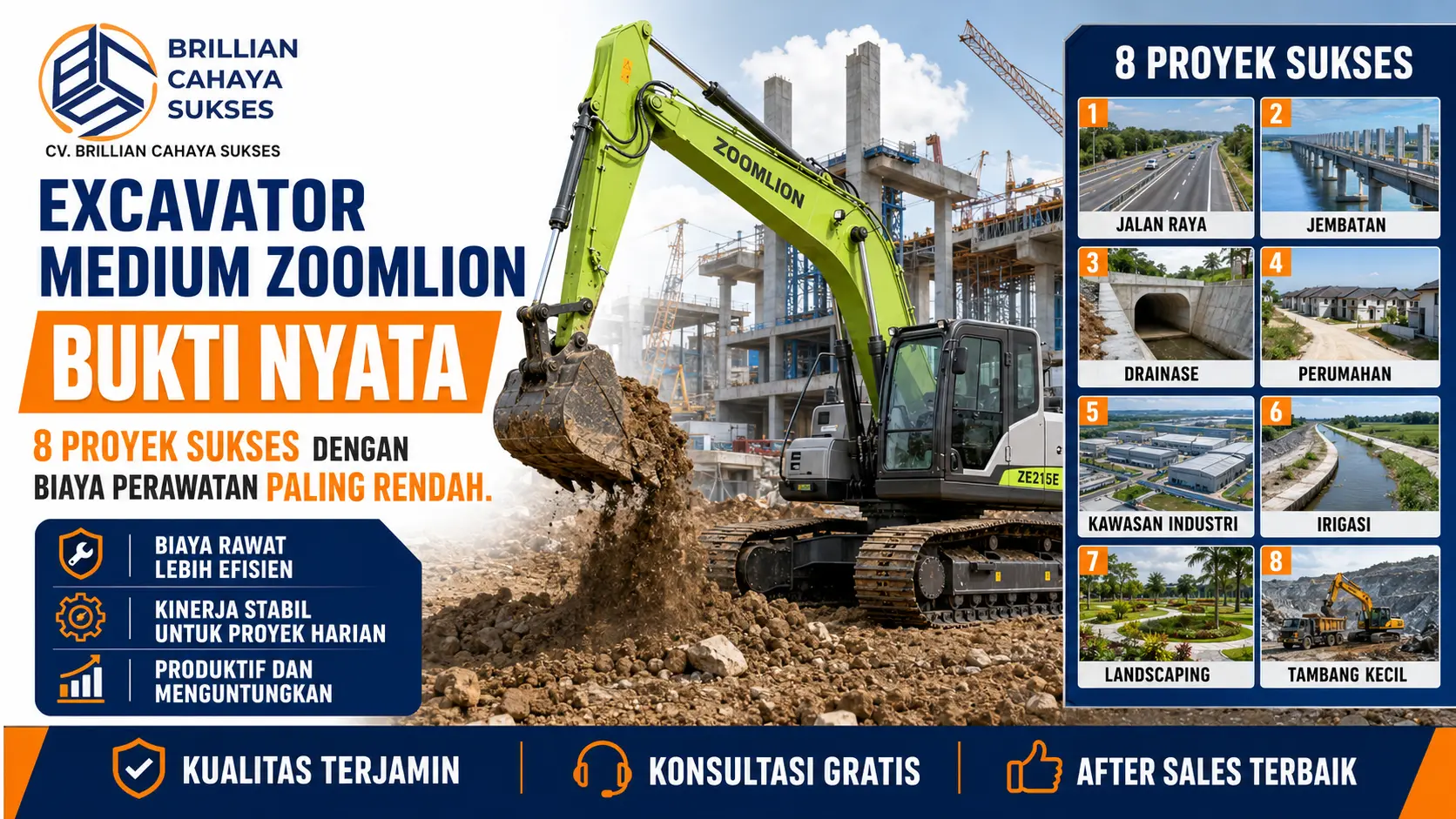 Excavator Medium Zoomlion: Bukti Nyata 8 Proyek Sukses dengan Biaya Perawatan Paling Rendah