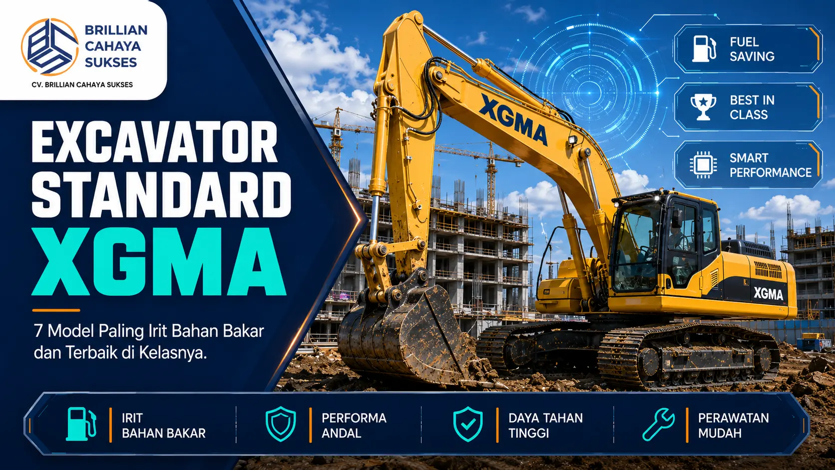 Excavator Standard XGMA: 7 Model Paling Irit Bahan Bakar dan Terbaik di Kelasnya