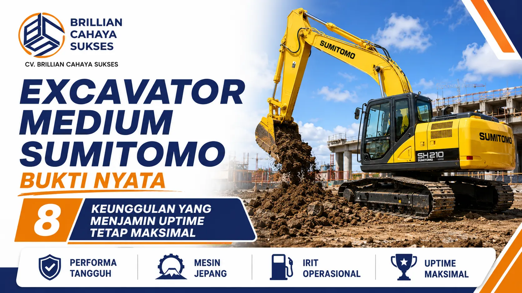 Excavator medium Sumitomo Bukti Nyata 8 Keunggulan yang Menjamin Uptime Tetap Maksimal