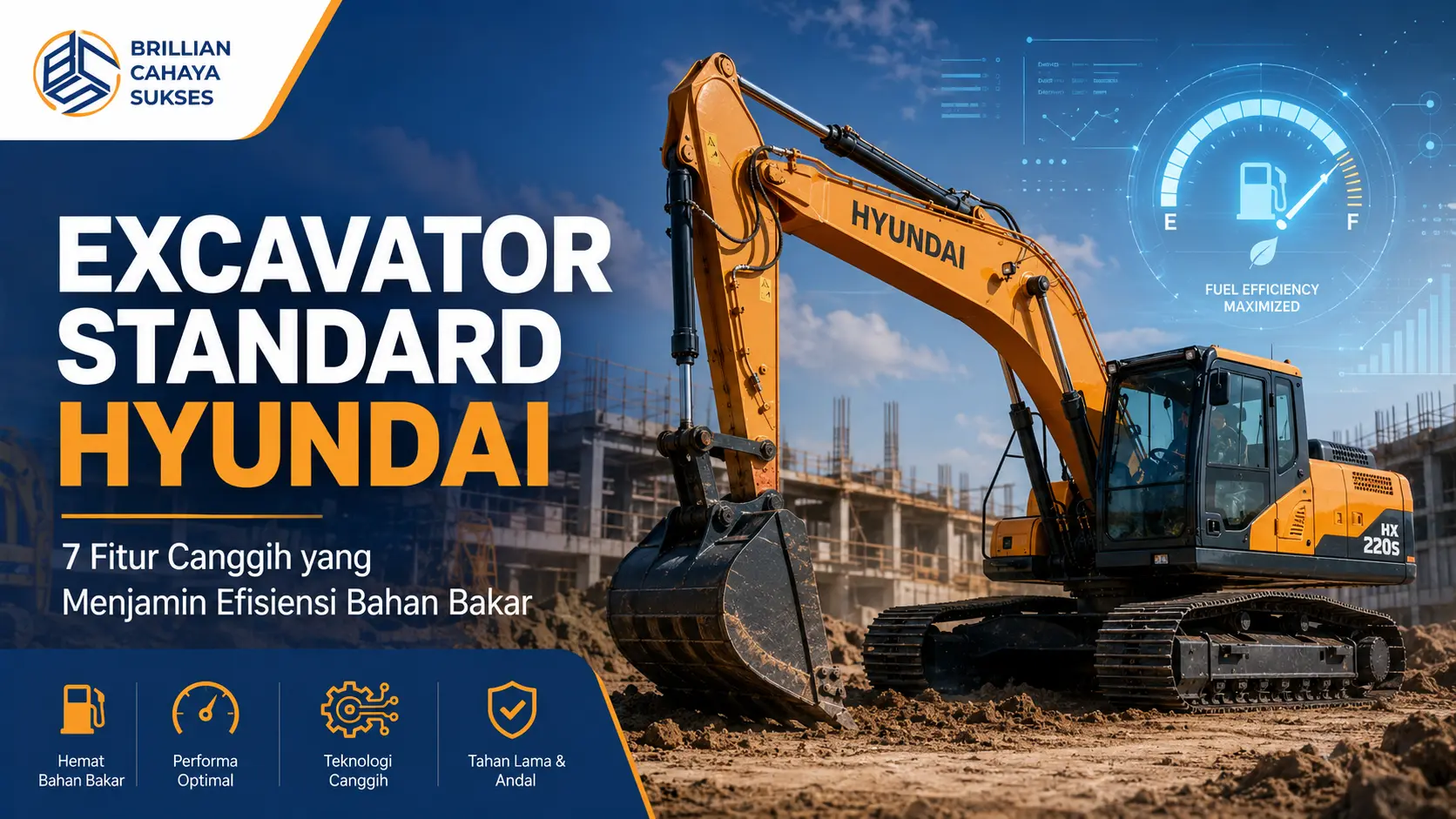 Excavator standard Hyundai 7 Fitur Canggih yang Menjamin Efisiensi Bahan Bakar