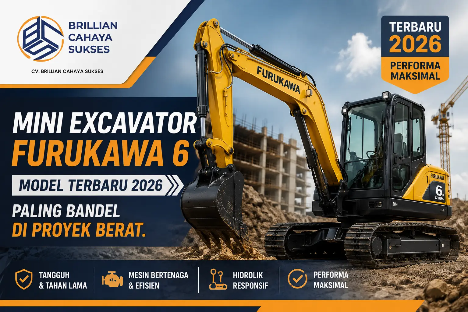 Mini Excavator Furukawa 6 Model Terbaru 2026 Paling Bandel di Proyek Berat