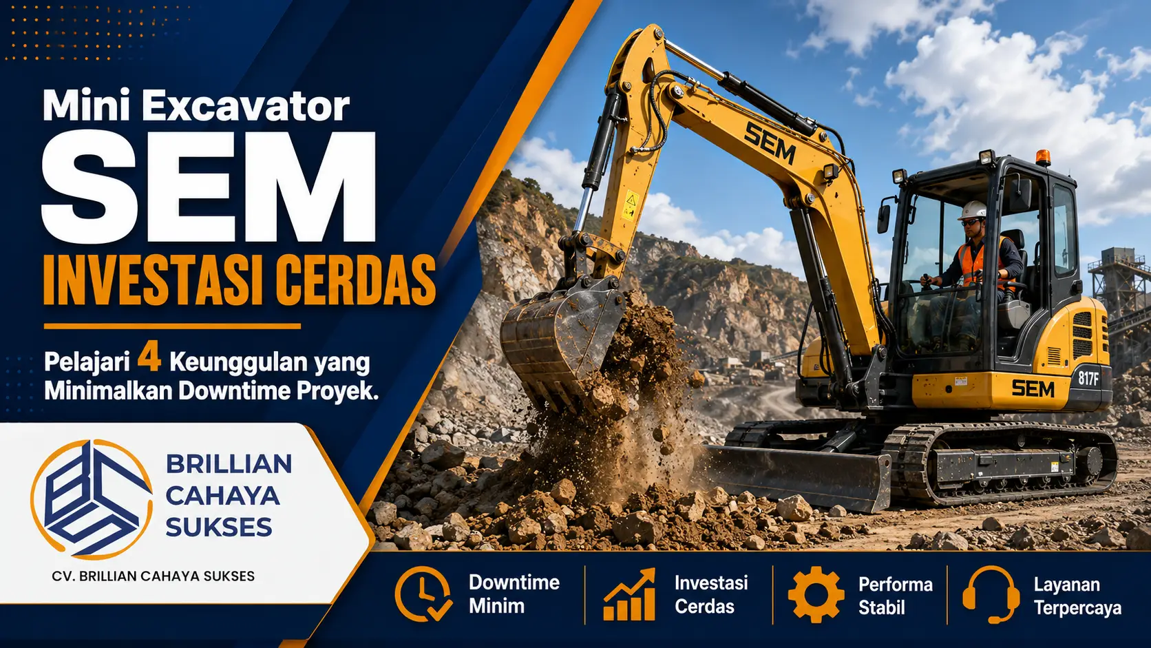 Mini Excavator SEM INVESTASI CERDAS Pelajari 4 Keunggulan yang Minimalkan Downtime Proyek