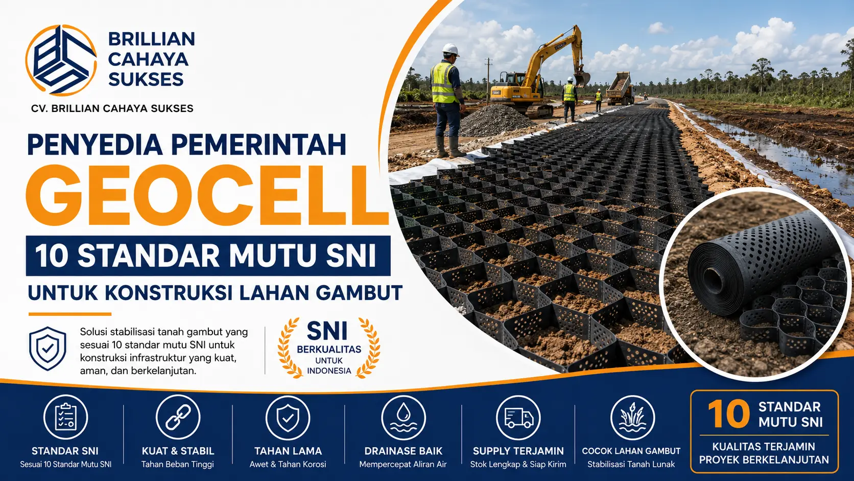 Penyedia Pemerintah Geocell 10 Standar Mutu SNI untuk Konstruksi Lahan Gambut