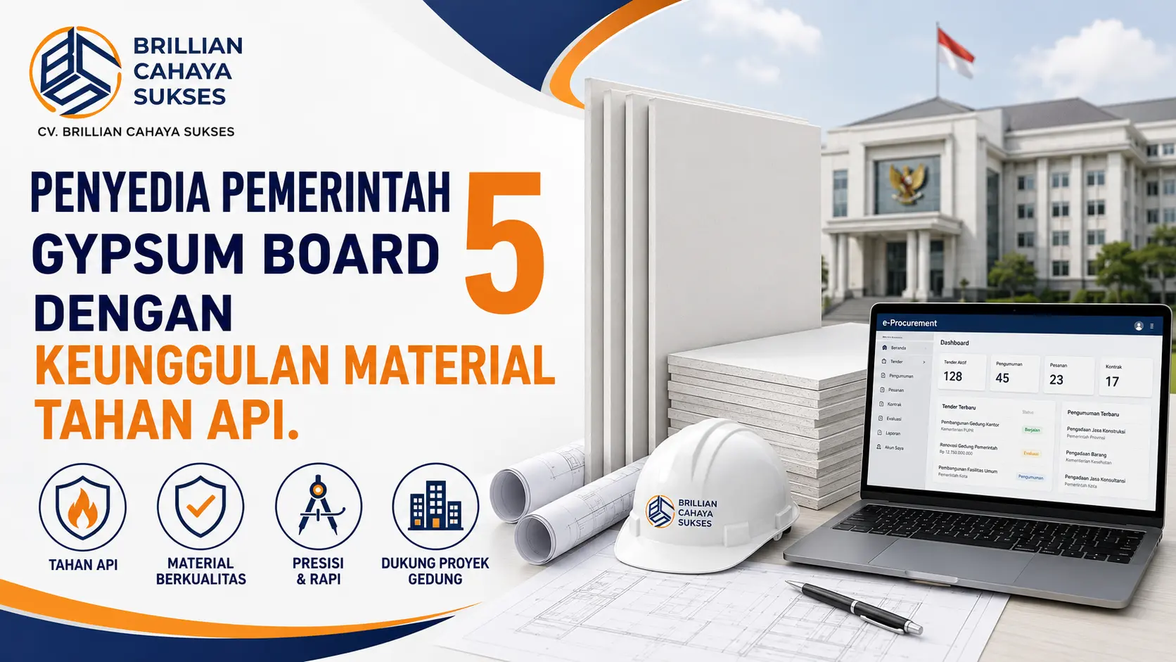 Penyedia Pemerintah gypsum board dengan 5 Keunggulan Material Tahan Api