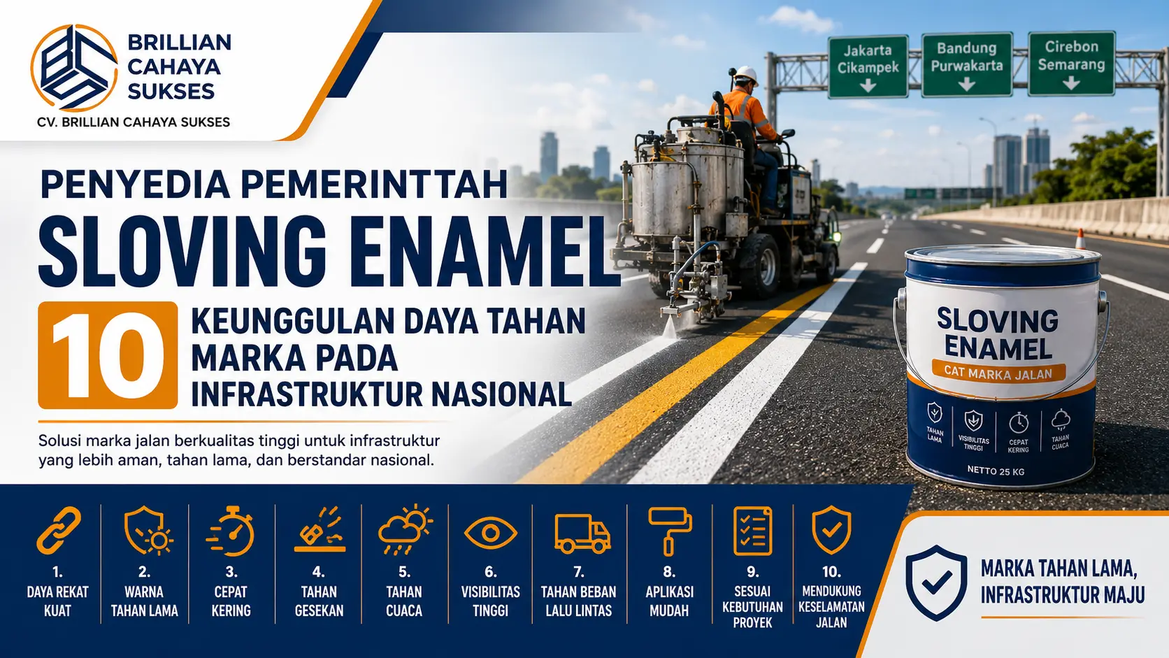Penyedia Pemerintah sloving enamel 10 keunggulan daya tahan marka pada infrastruktur nasional