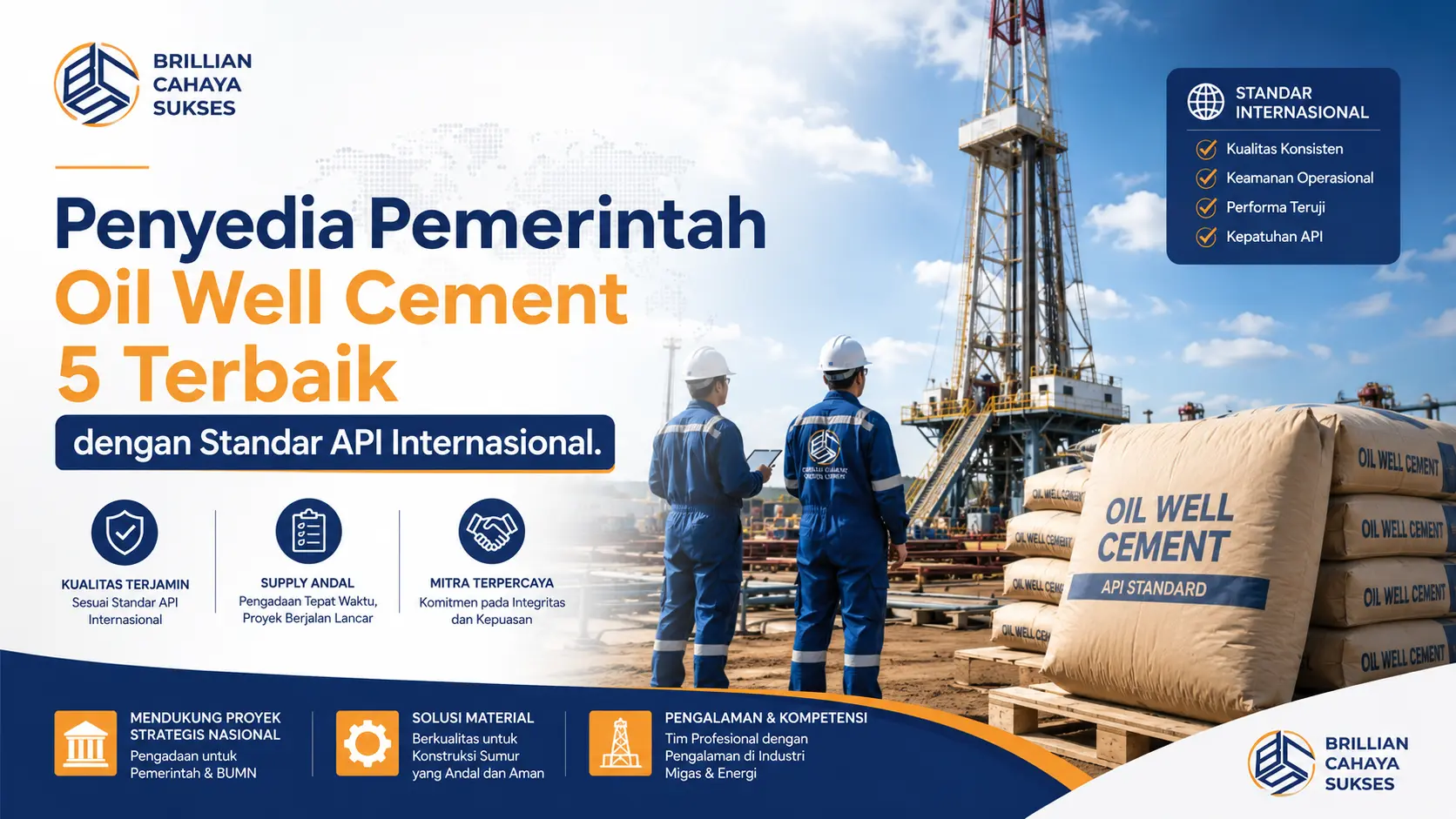 Penyedia pemerintah oil well cement 5 terbaik dengan standar API Internasional