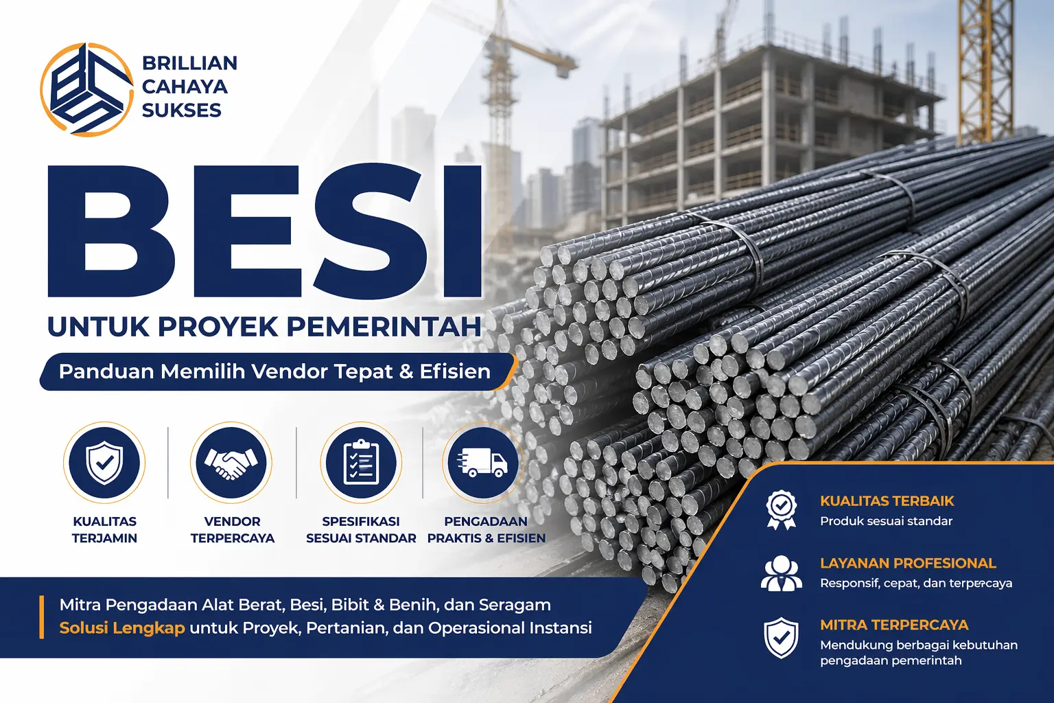Besi untuk proyek pemerintah dari vendor terpercaya Brilian Cahaya Sukses