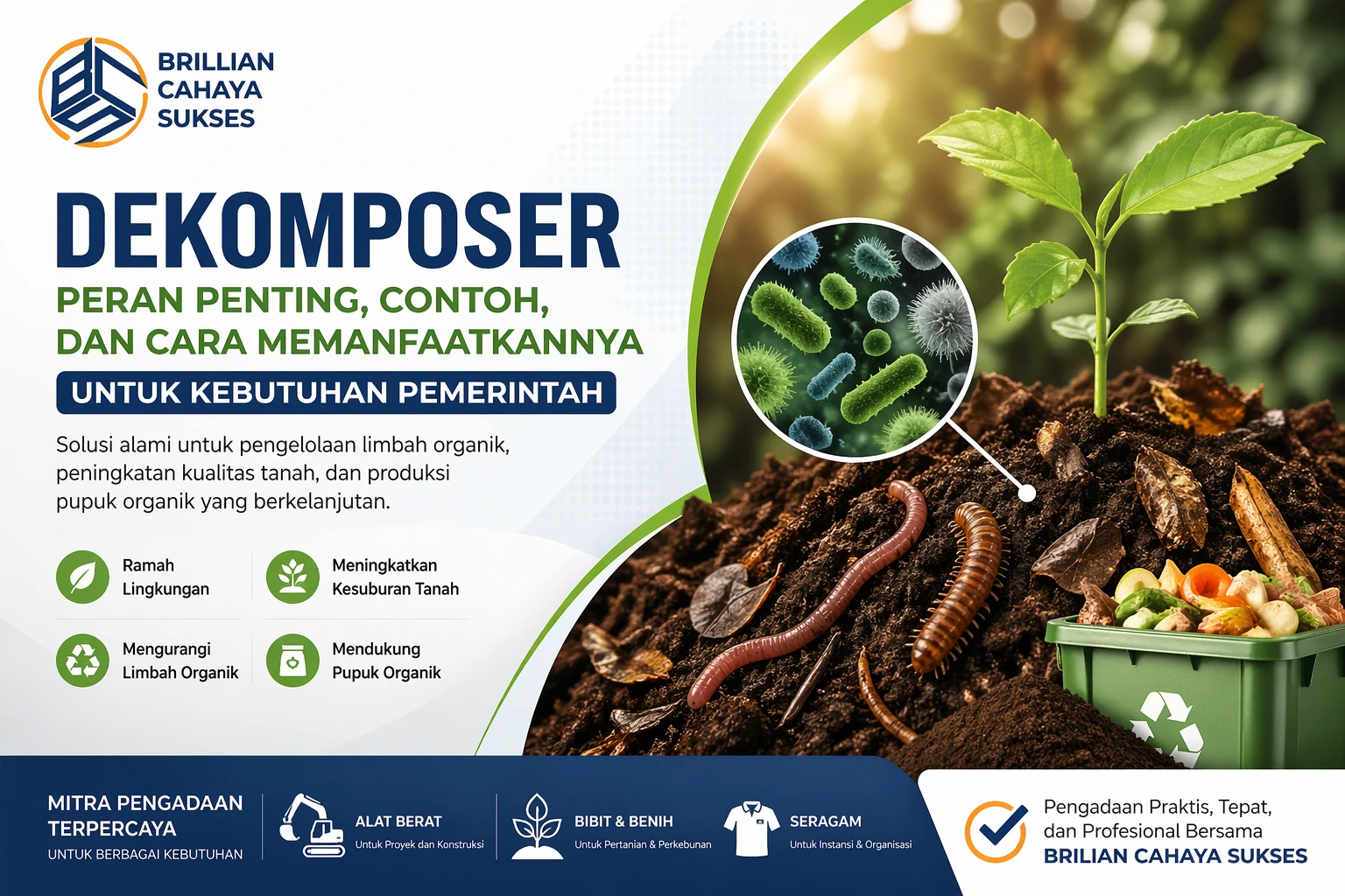 Ilustrasi dekomposer dalam pengelolaan limbah organik pemerintah