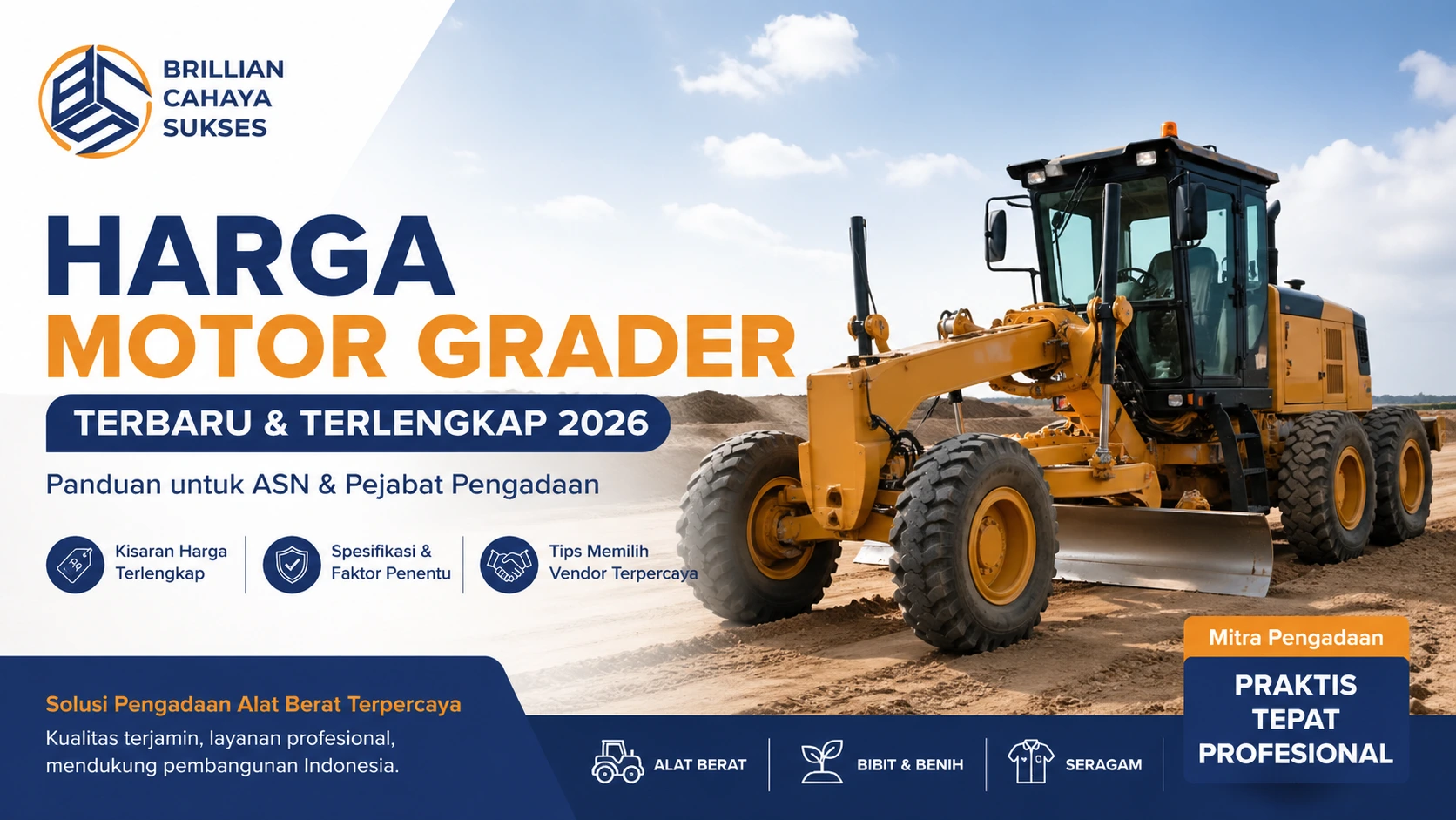 Harga motor grader terbaru 2026 untuk pengadaan pemerintah
