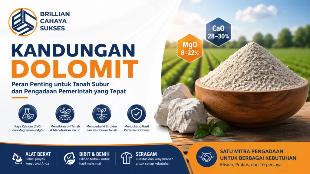 Kandungan dolomit untuk meningkatkan kualitas tanah pada proyek pemerintah