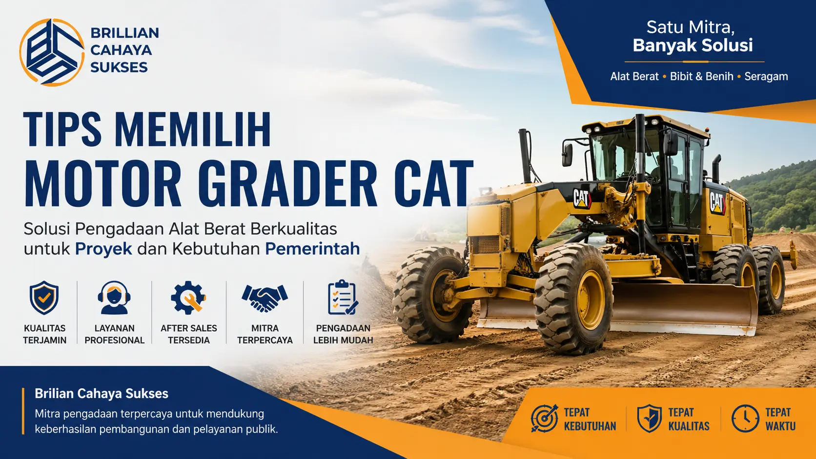 Motor grader CAT untuk proyek konstruksi pemerintah dari Brilian Cahaya Sukses