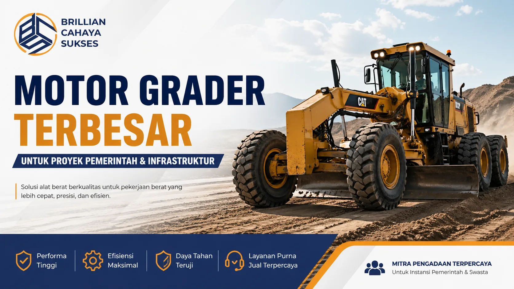 Motor grader terbesar untuk proyek pemerintah dari vendor terpercaya