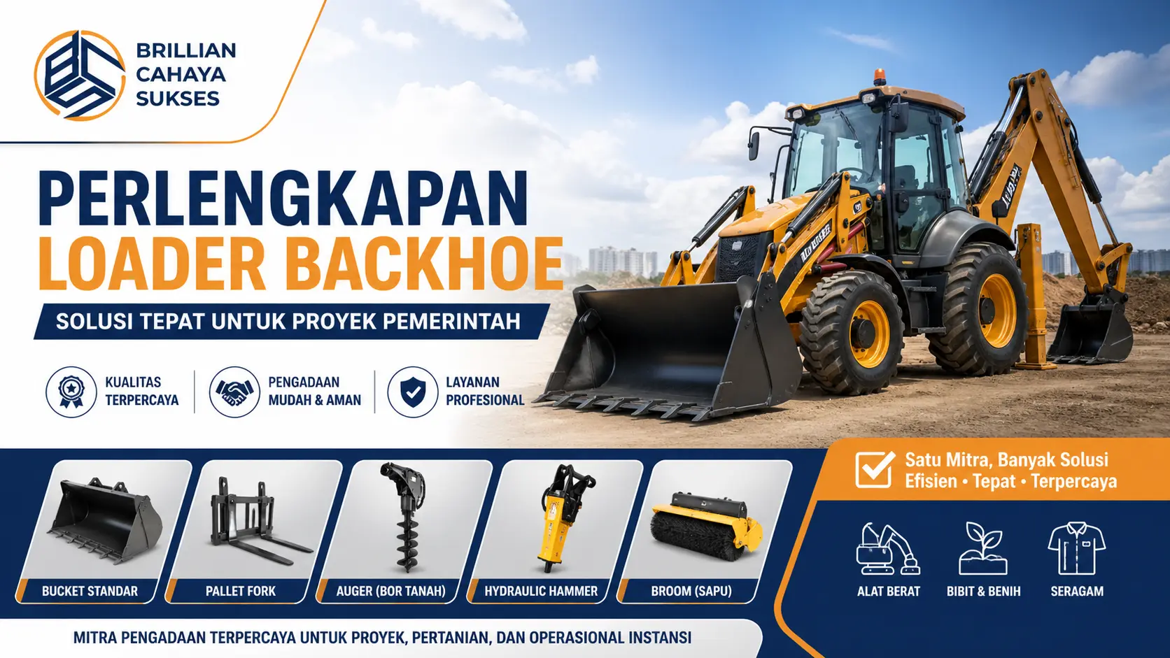 Perlengkapan loader backhoe untuk proyek pemerintah oleh Brilian Cahaya Sukses