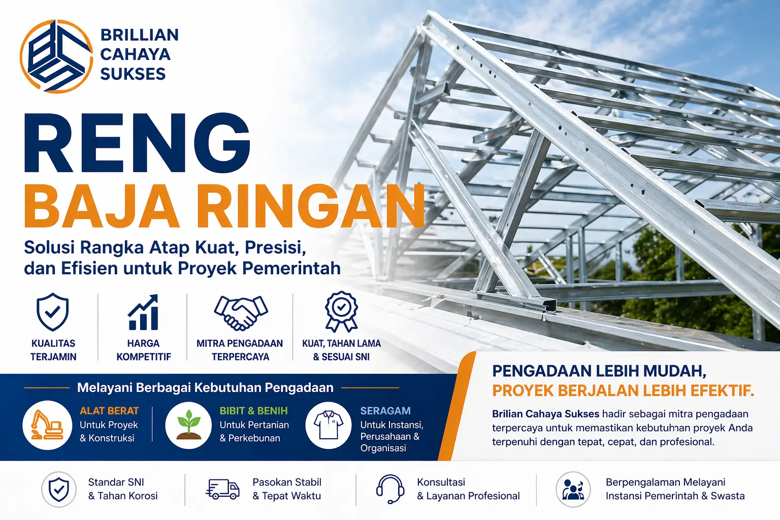 Reng baja ringan untuk rangka atap proyek pemerintah oleh Brilian Cahaya Sukses