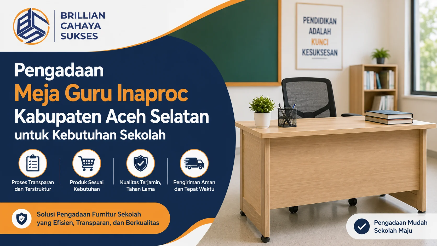 Solusi pengadaan Inaproc Kabupaten Aceh Selatan yang transparan, efisien, dan mendukung kebutuhan furnitur sekolah berkualitas.