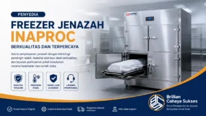 Ilustrasi gambar penyedia freezer jenazah Inaproc berkualitas terpercaya dari Brillian Cahaya Sukses untuk rumah sakit dan fasilitas kesehatan