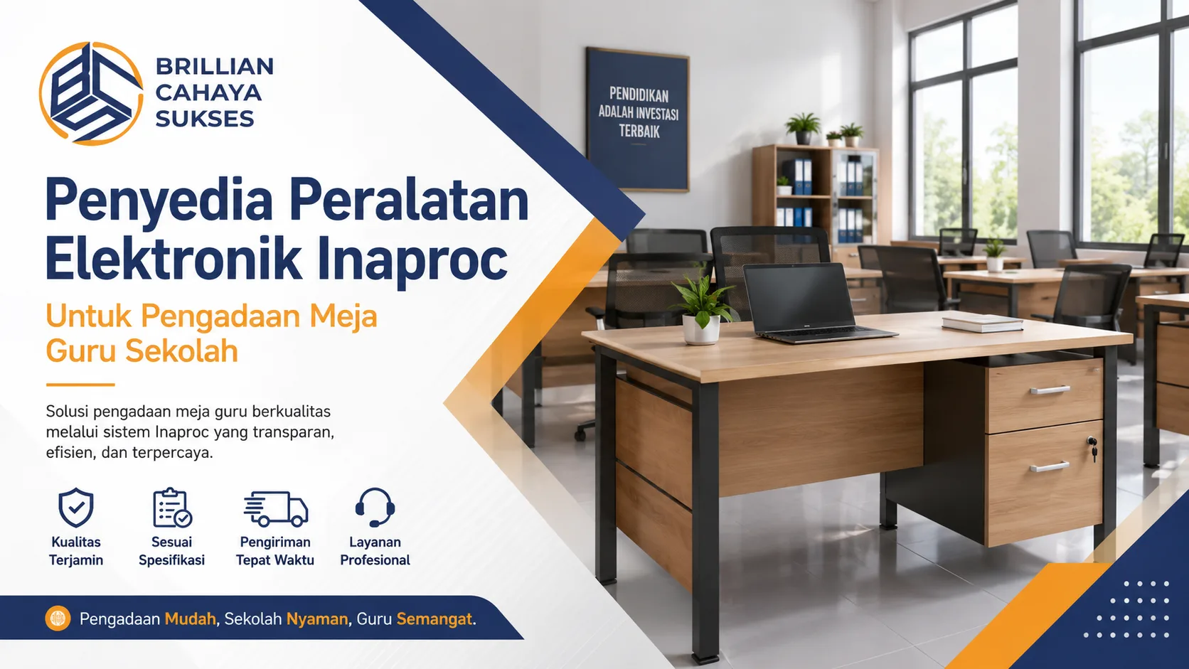 Solusi pengadaan meja guru sekolah melalui Penyedia Peralatan Elektronik Inaproc yang transparan, efisien, dan terpercaya.