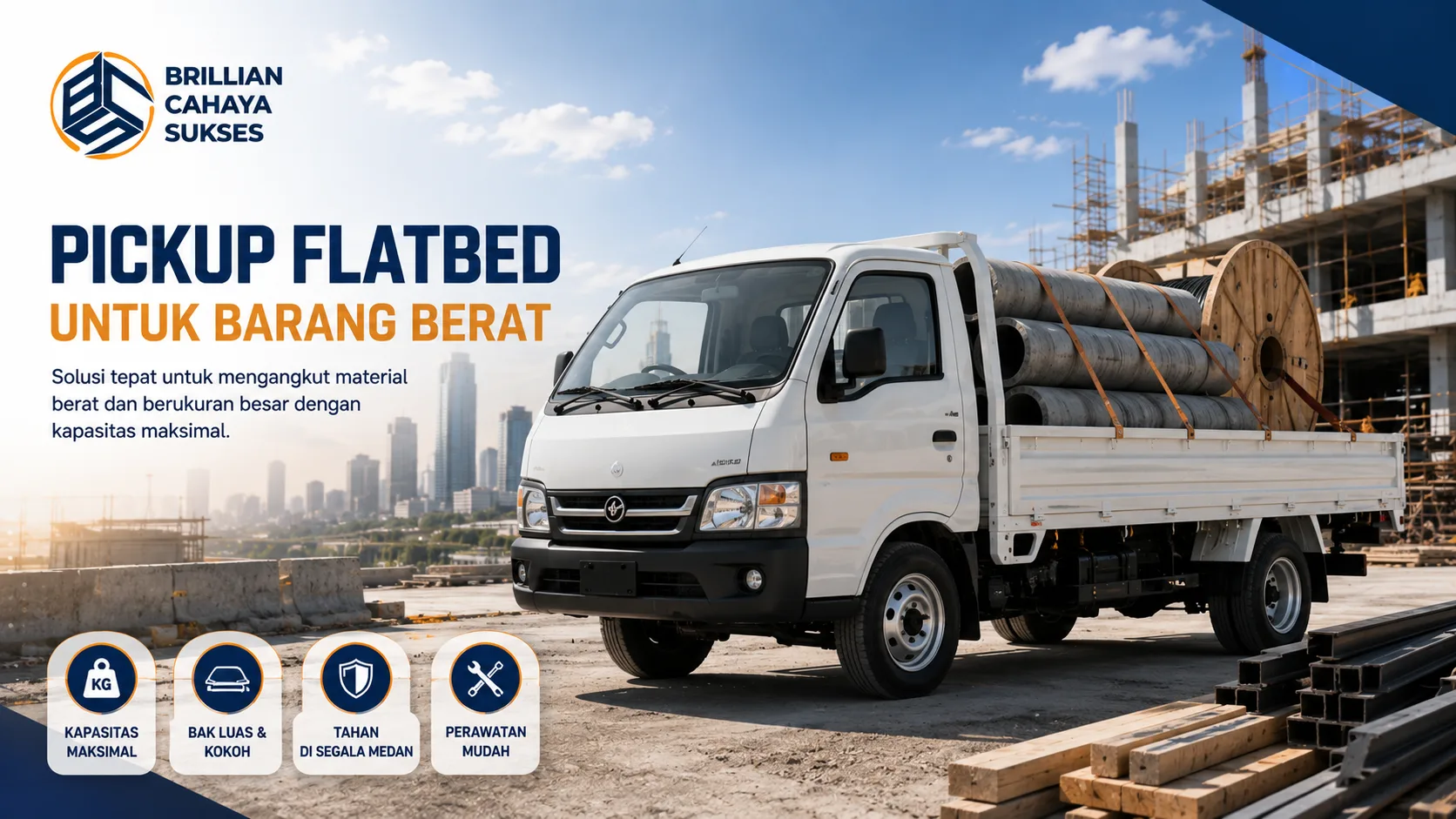 jenis jenis mobil pickup flatbed untuk kebutuhan angkut material berat, distribusi barang, dan operasional proyek konstruksi.