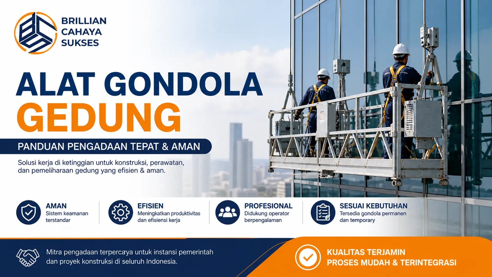 Alat gondola gedung untuk proyek konstruksi dan perawatan fasad