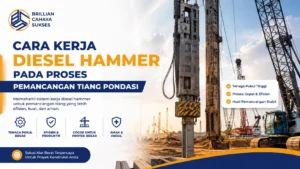 Cara Kerja Diesel Hammer pada proses pemancangan tiang pondasi proyek konstruksi