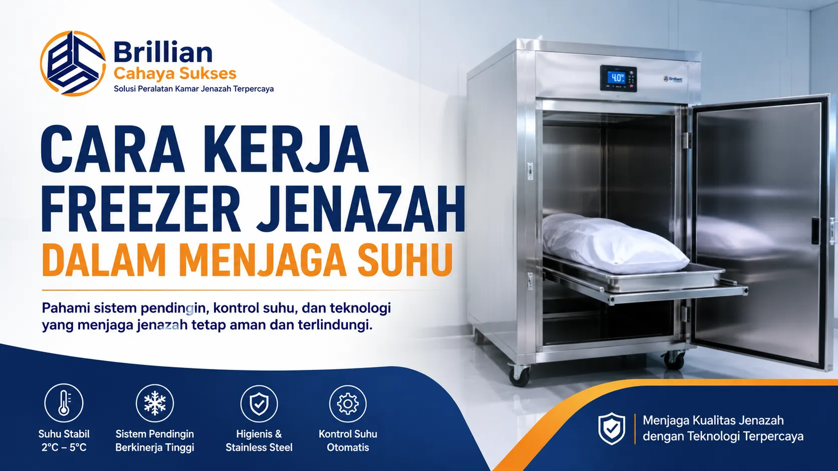 Ilustrasi gambar cara kerja freezer jenazah dalam menjaga suhu tetap stabil di kamar jenazah