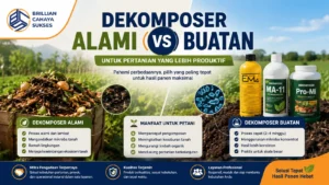 Ilustrasi dekomposer alami vs buatan untuk pertanian modern