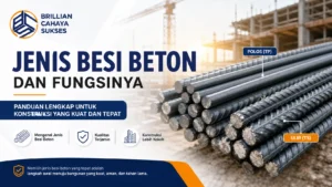 Ilustrasi jenis besi beton polos dan ulir untuk kebutuhan konstruksi oleh Brilian Cahaya Sukses