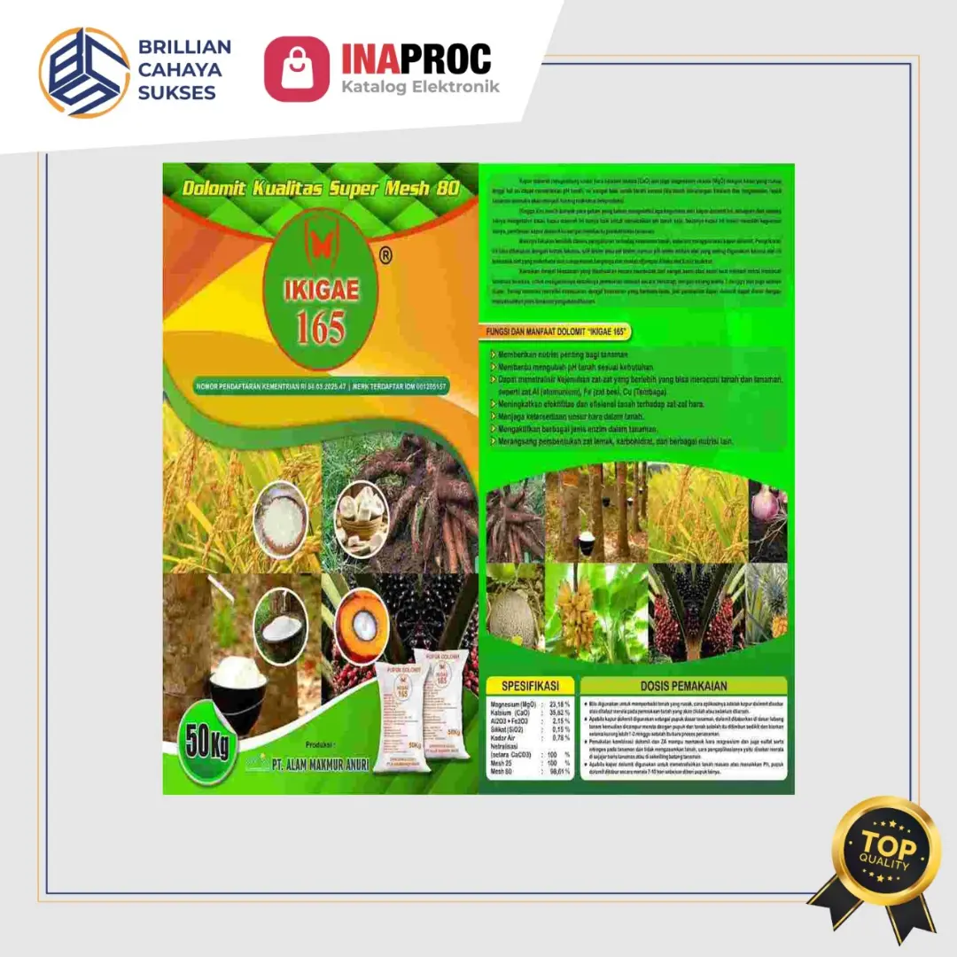 Produk kapur dolomit untuk tanaman IKIGAE 165 membantu meningkatkan pH tanah dan mendukung pertumbuhan tanaman lebih optimal
