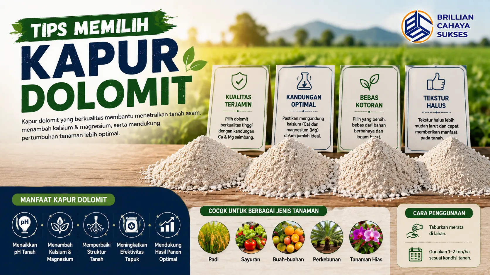 Tips memilih kapur dolomit untuk tanaman agar membantu memperbaiki pH tanah dan mendukung pertumbuhan lebih optimal