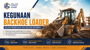 “Feature image kegunaan backhoe loader dalam pekerjaan galian dan material untuk proyek konstruksi”