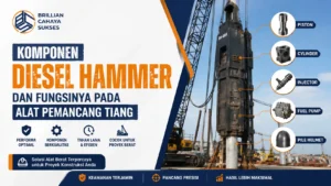 Komponen Diesel Hammer pada alat pemancang tiang proyek konstruksi