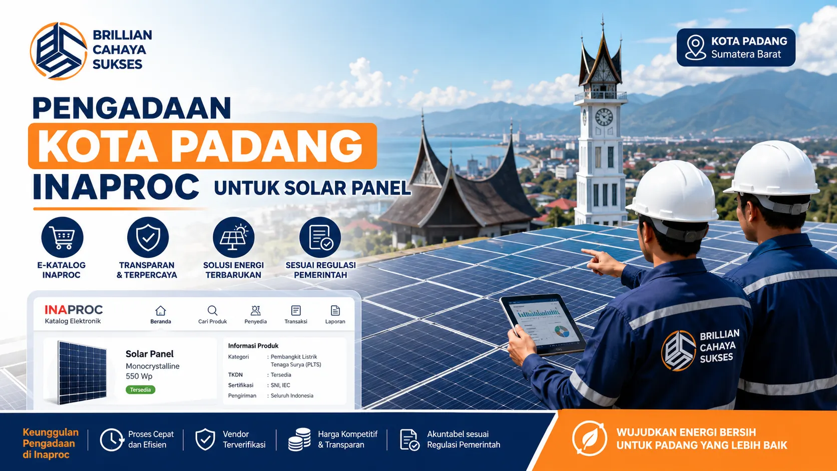 Pengadaan Kota Padang Inaproc untuk proyek solar panel dan sistem PLTS pemerintah