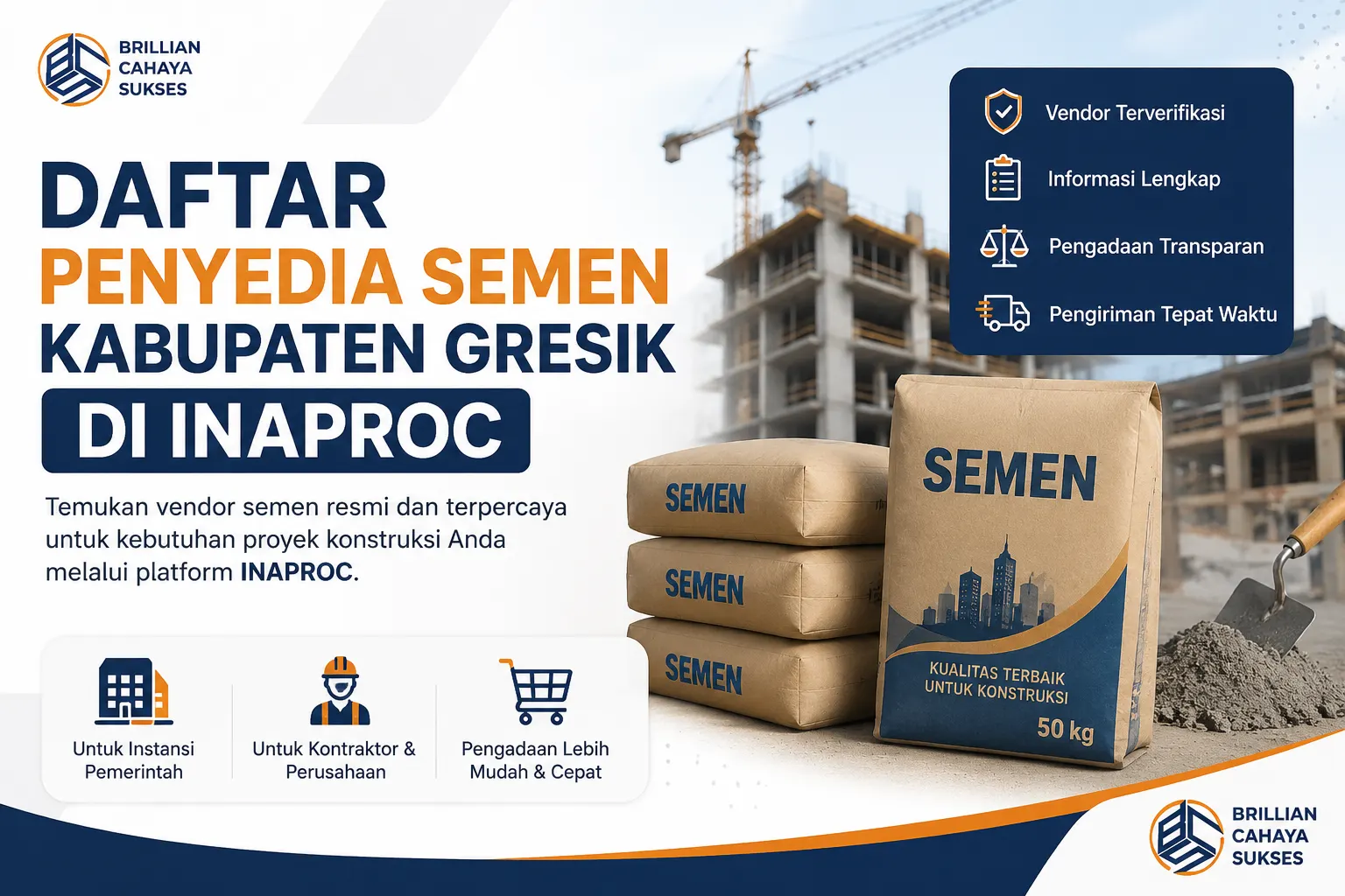 Penyedia Kabupaten Gresik Inaproc untuk pengadaan semen proyek pemerintah