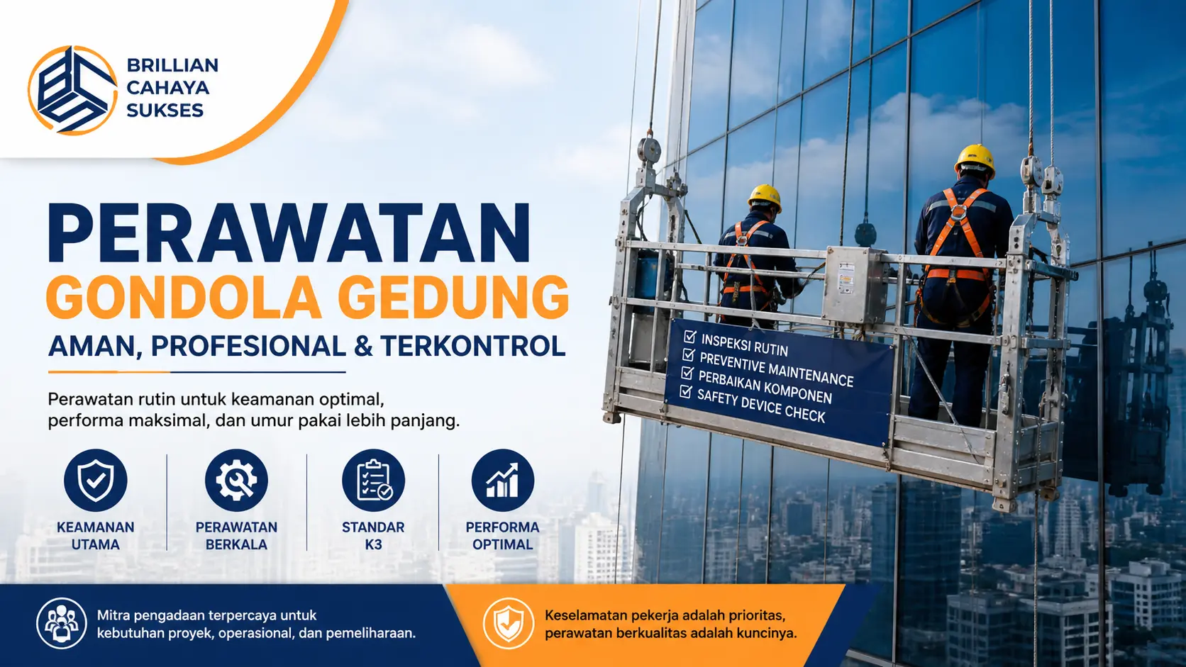 Perawatan gondola gedung profesional untuk memastikan keamanan dan kinerja optimal