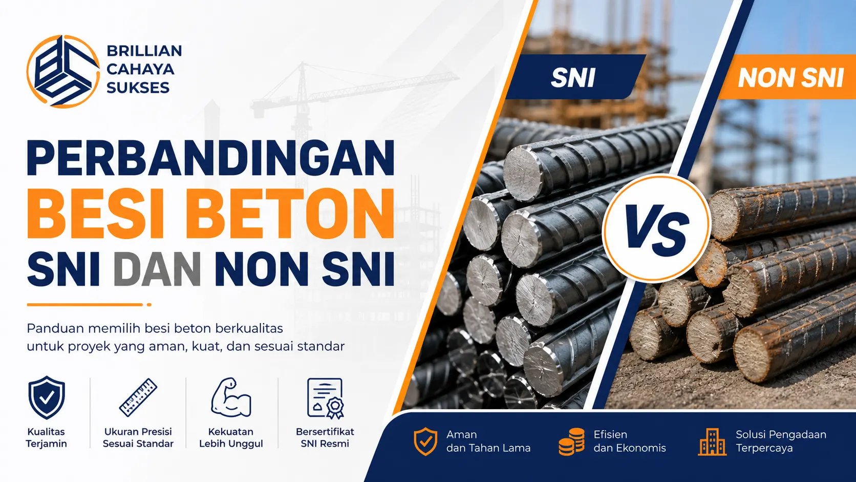 Perbandingan besi beton SNI dan non SNI untuk proyek konstruksi