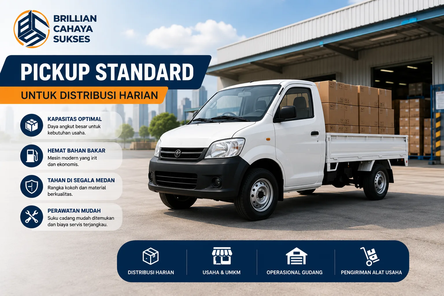 Standar pengambilan spanduk untuk distribusi harian, operasional gudang, dan kebutuhan usaha UMKM.