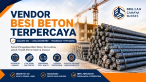 "Vendor besi beton terpercaya dengan material SNI untuk proyek pemerintah dan konstruksi oleh Brilian Cahaya Sukses"