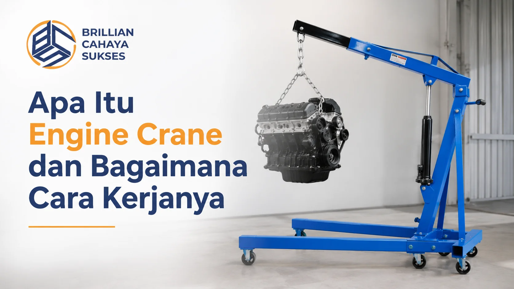 Ilustrasi Gambar Apa itu engine crane dan bagaimana cara kerjanya untuk mengangkat mesin kendaraan dengan aman dan efisien.