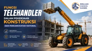 Ilustrasi Fungsi telehandler dalam pekerjaan konstruksi dan pengangkatan material untuk meningkatkan efisiensi proyek