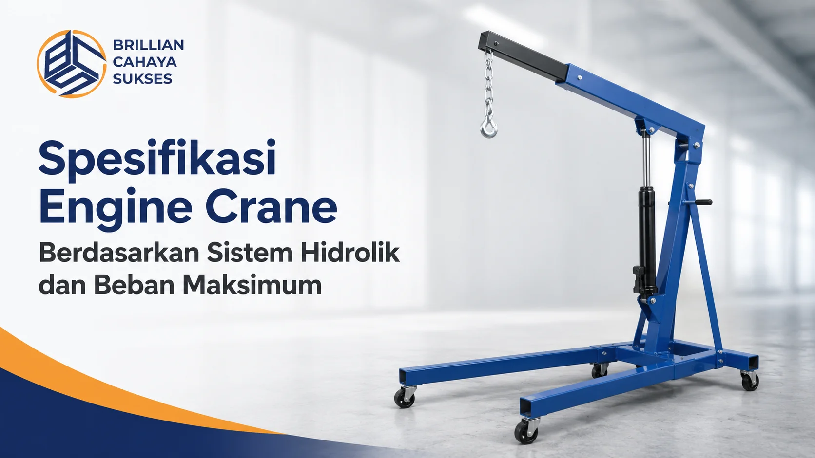 Ilustrasi Gambar Spesifikasi engine crane berdasarkan sistem hidrolik dan beban maksimum untuk kebutuhan pengangkatan industri.