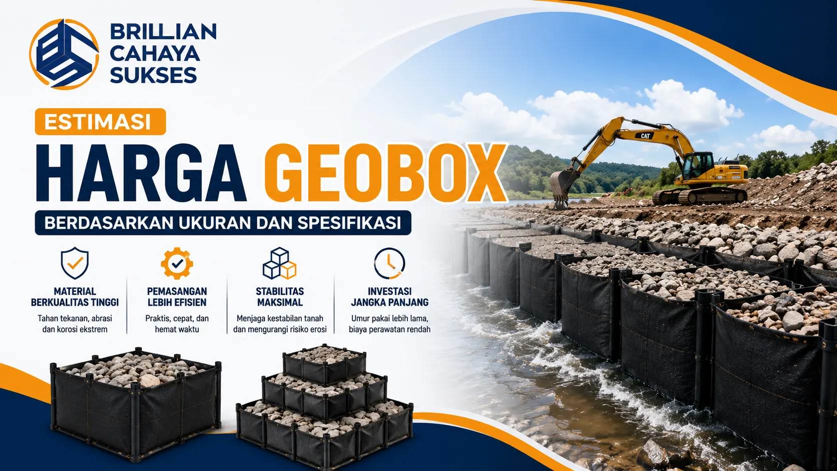 Estimasi harga geobox berdasarkan ukuran dan spesifikasi untuk pengendalian erosi dan proyek reklamasi