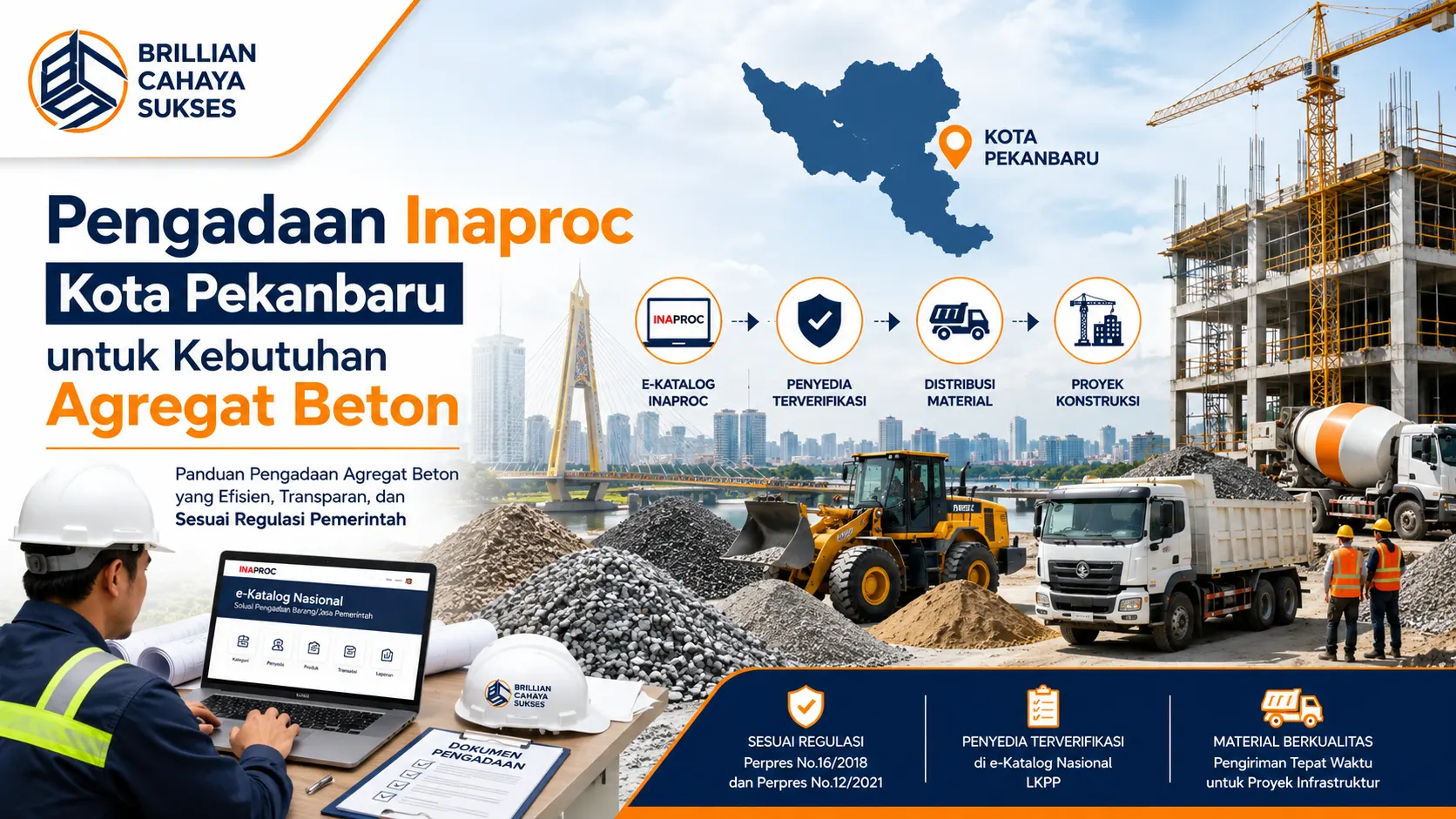Pengadaan Inaproc Kota Pekanbaru untuk kebutuhan agregat beton melalui e-Katalog konstruksi dengan penyedia terverifikasi sesuai regulasi pemerintah.