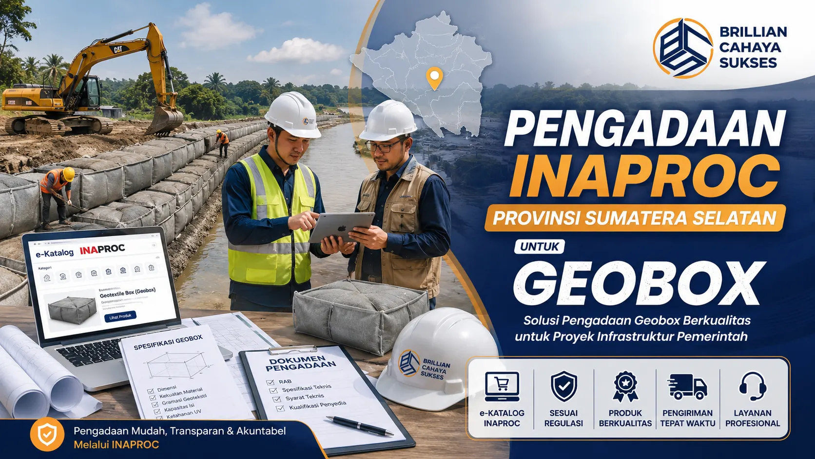 Pengadaan Inaproc Provinsi Sumatera Selatan untuk kebutuhan Geobox melalui e-Katalog INAPROC sebagai solusi material geotekstil proyek konstruksi dan infrastruktur pemerintah.