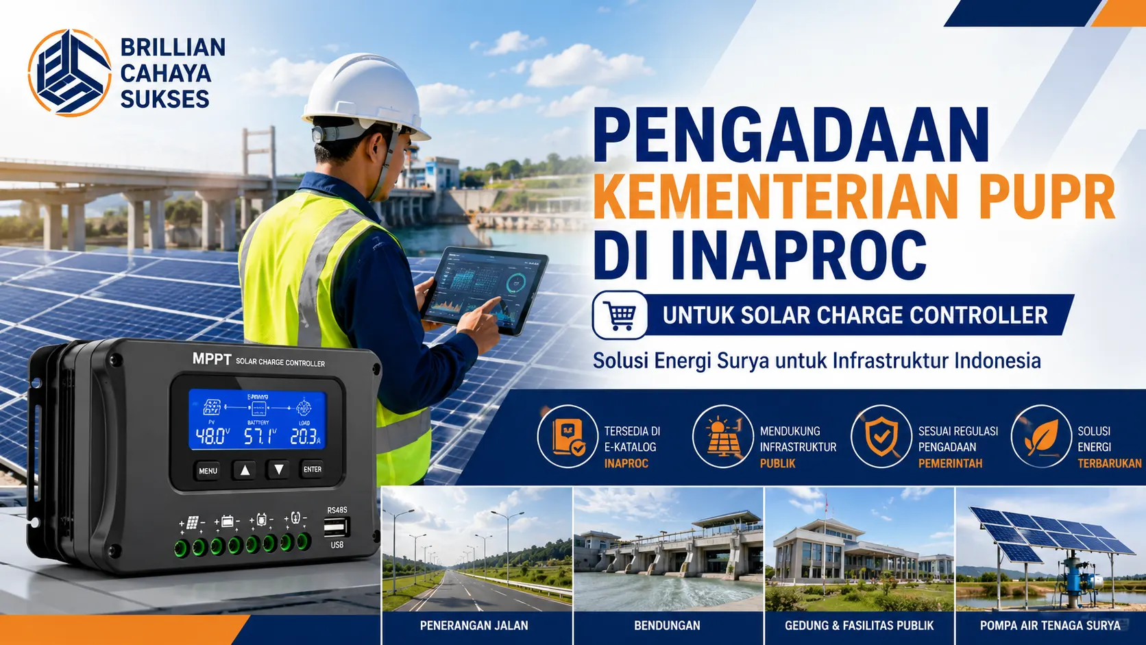 Pengadaan Kementerian PUPR di Inaproc untuk Solar Charge Controller pada proyek infrastruktur energi surya pemerintah