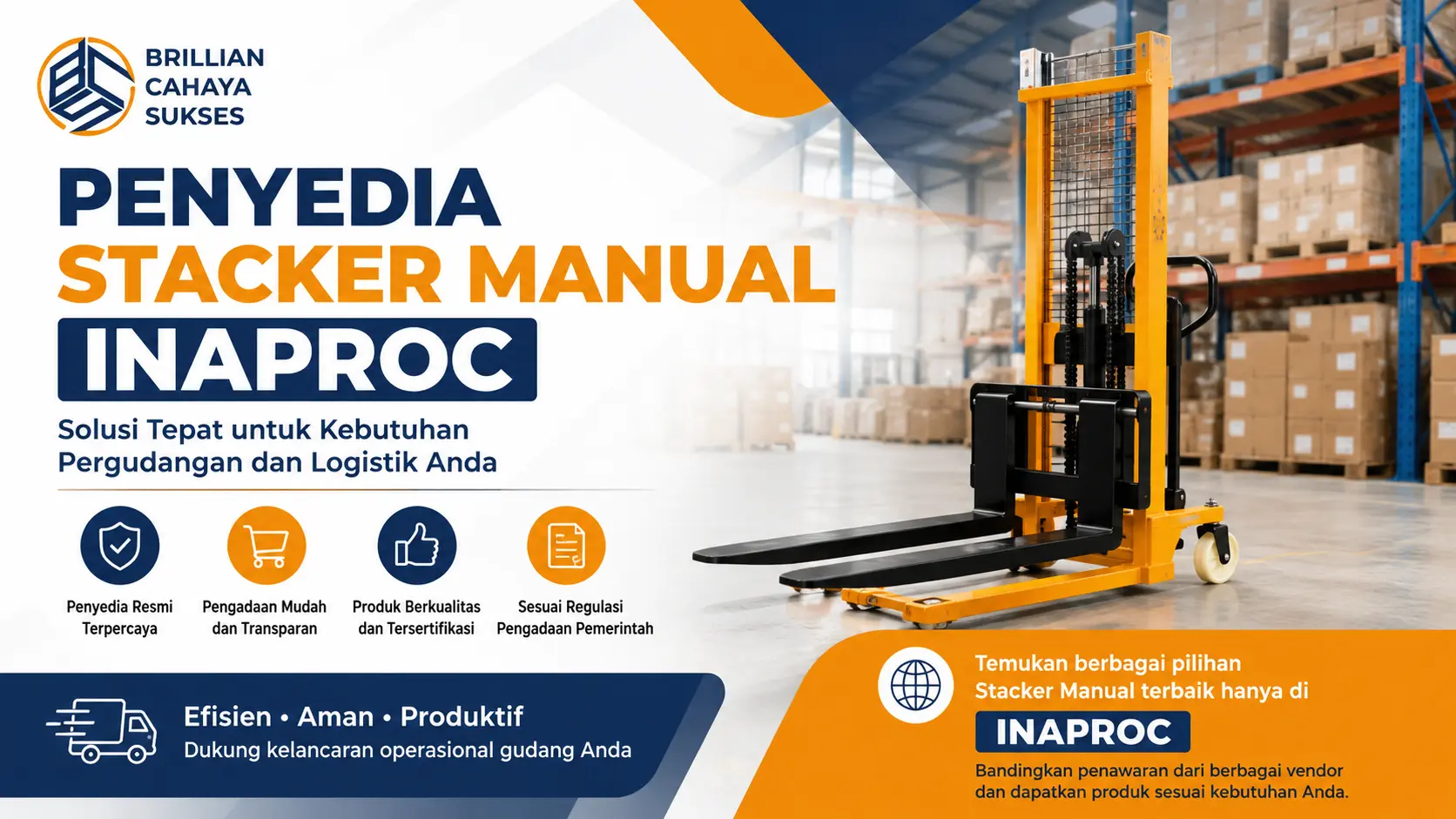 Penyedia Stacker Manual Inaproc dengan berbagai pilihan stacker manual untuk gudang dan logistik