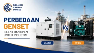 Perbedaan genset silent dan open untuk industri berdasarkan performa, kebisingan, dan biaya operasional.